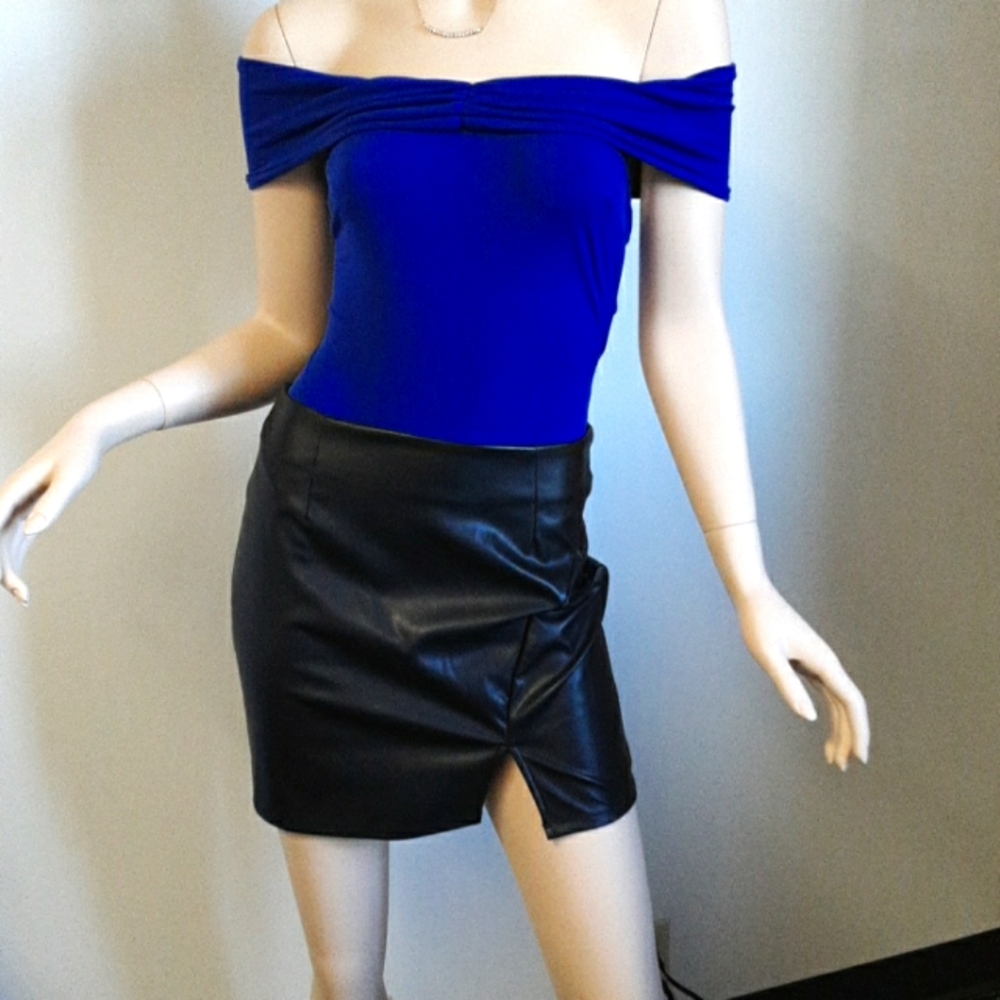 Blue Blush Royal blue off the shoulder bodysuit